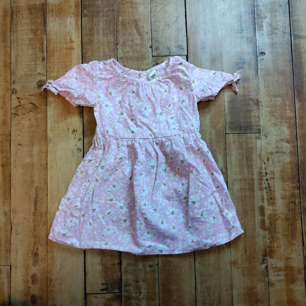 Oshkosh 2T floral dress linen cotton spring Easter dress pink purple